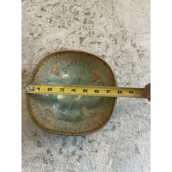 Beautiful Handmade Pottery‎ Bowl Green Beige & Purple - Picture 4 of 6